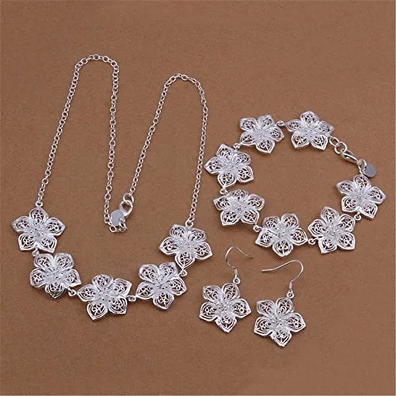 Northearth 925 Sterling Silver Jewelry Sets Fine Retro Flowers Necklaces Bracelets Earrings for Women Fashion Party Wedding