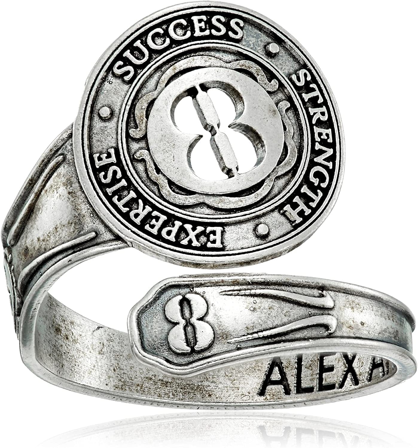 "Numerology" Number, Sterling Silver Spoon Ring, Size 7-9 Eight