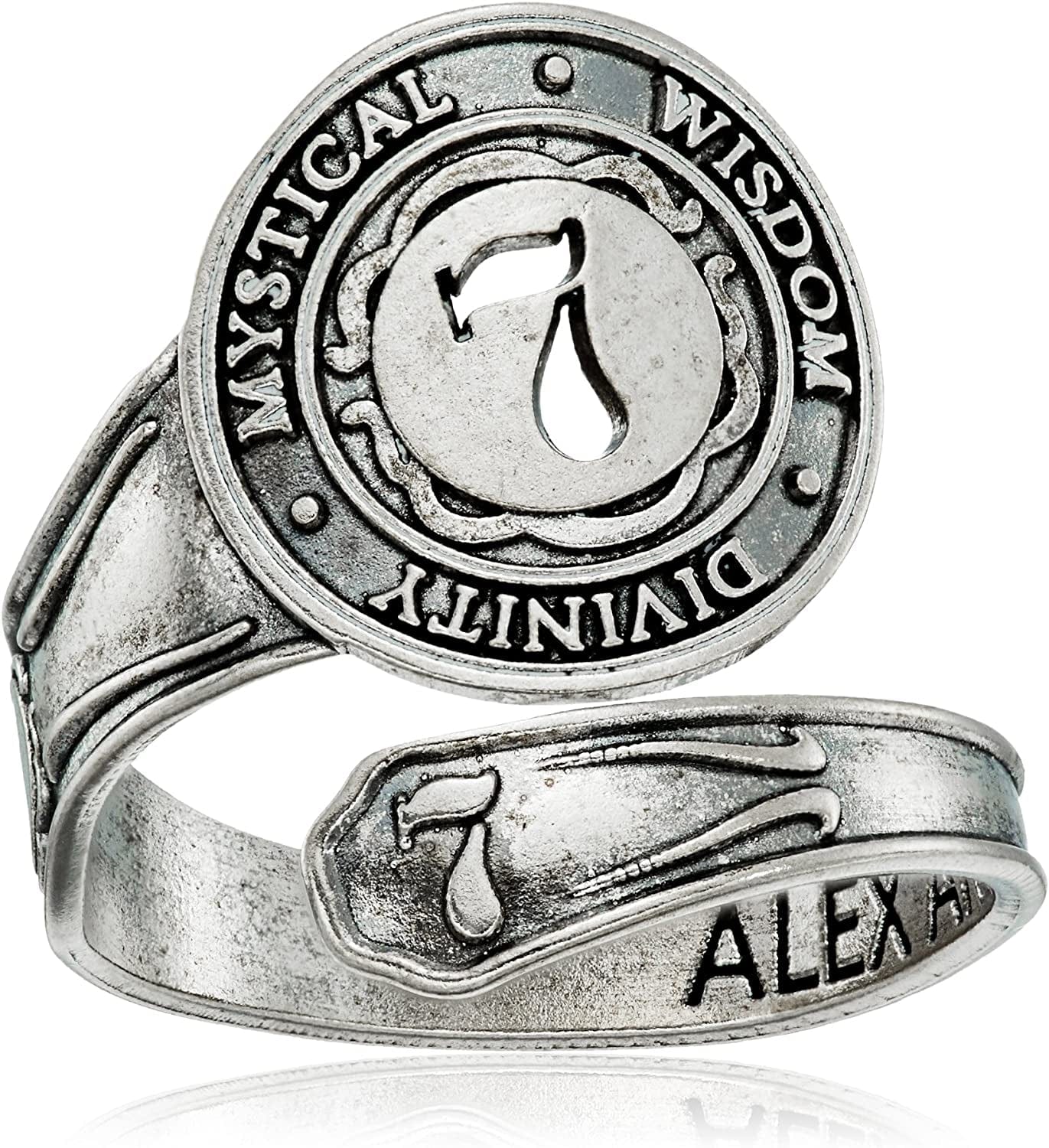 "Numerology" Number, Sterling Silver Spoon Ring, Size 7-9 Seven