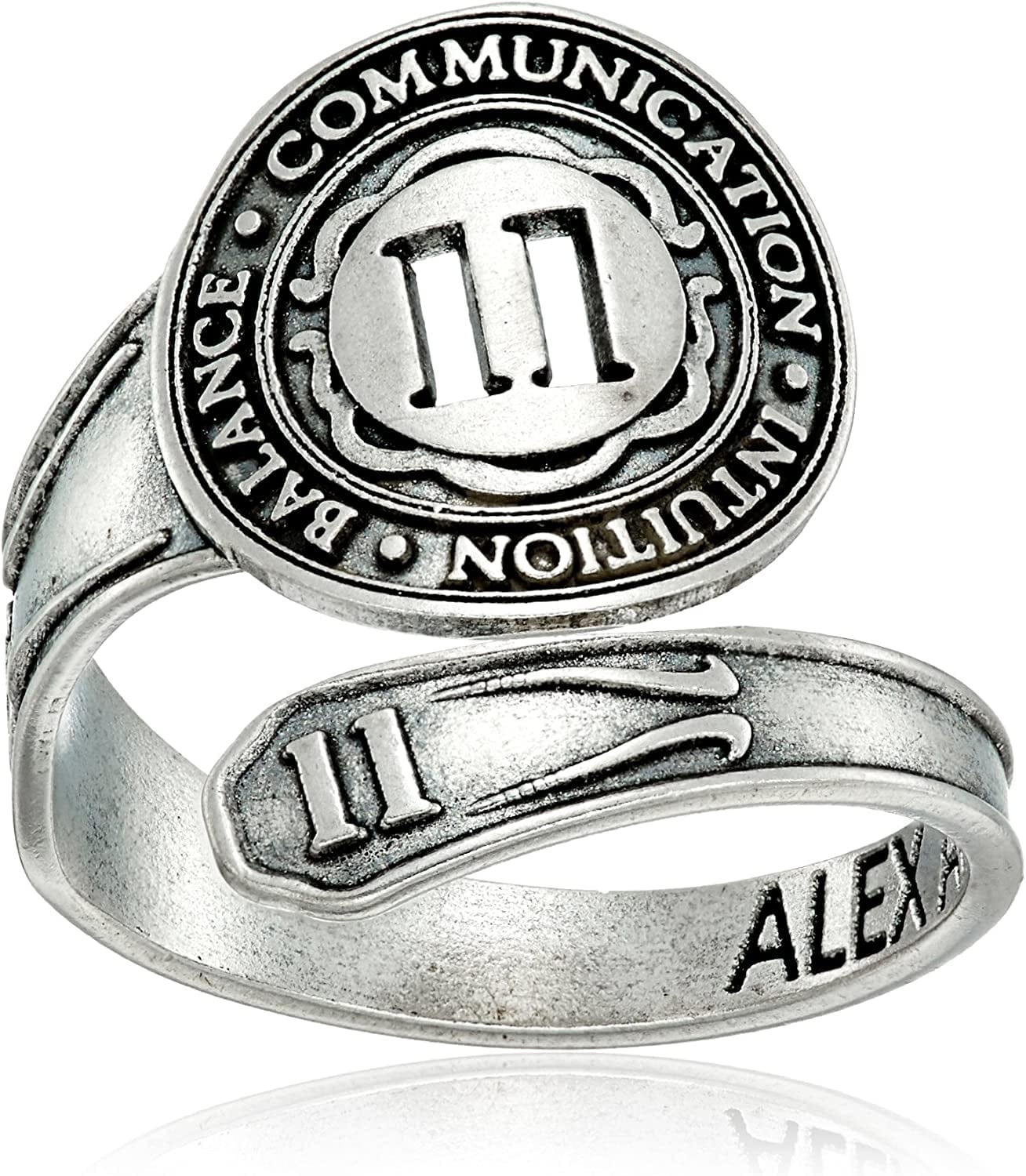 "Numerology" Number, Sterling Silver Spoon Ring, Size 7-9 Eleven
