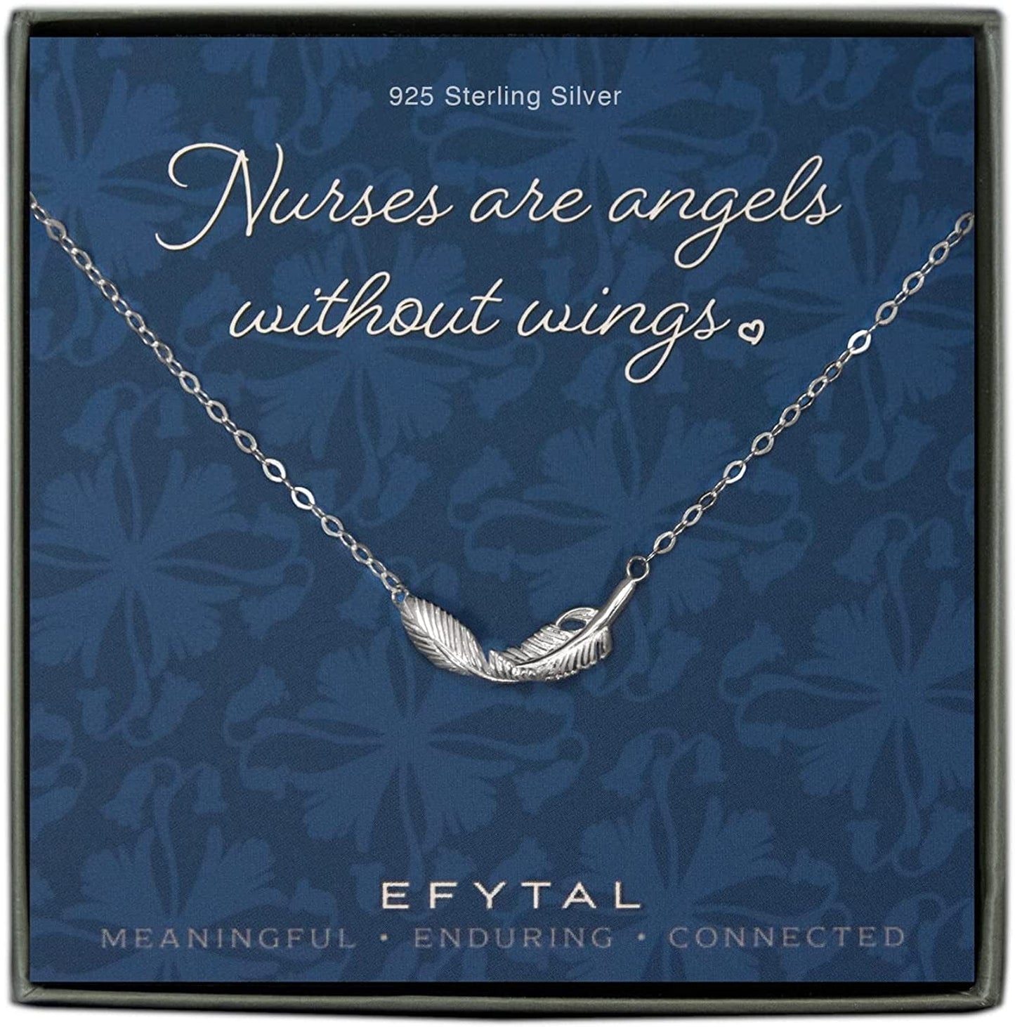 Nurse Gifts for Women, Sterling Silver or Gold Plated Feather Necklace, RN Gifts for Nurses, Gift for Practitioner, Graduation, School Nurse, Registered Nurse 925 Sterling Silver