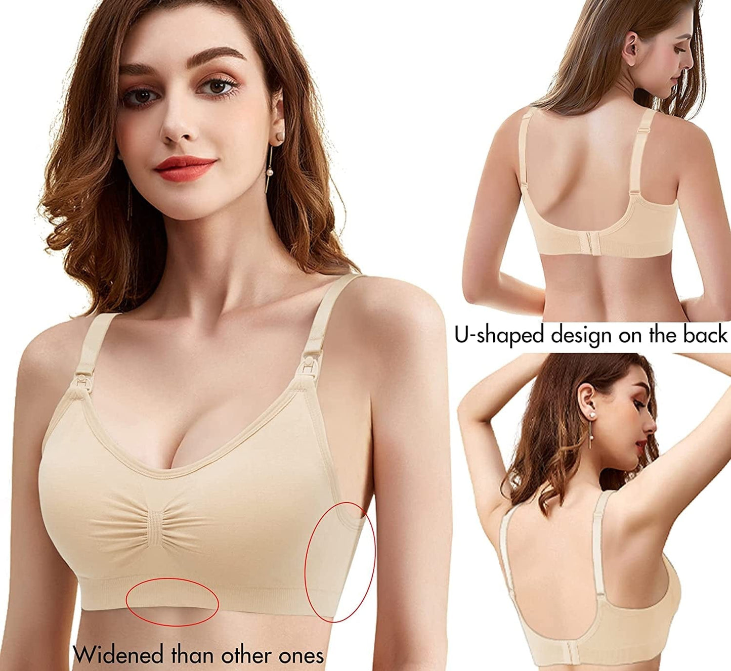 Nursing Bra 5 Pack Womens Maternity Breastfeeding Bra Seamless Wireless Sleep Bra with Bra Extenders