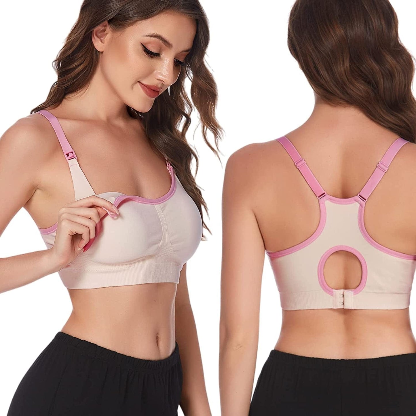 Nursing Tank Tops for Breastfeeding Double Layer Nursing Tops Maternity Stretch Camisole Pregnancy Cami 3 Pack 3 Pack: Black+grey+pink / XX-Large