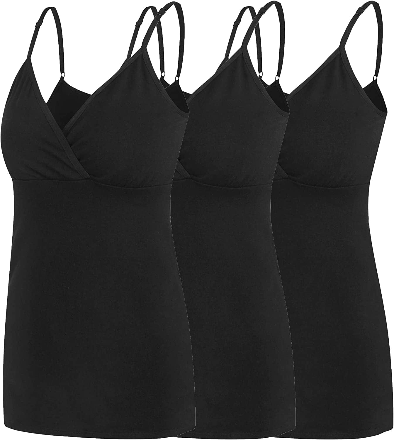 Nursing Tops Tank Shirt Cami Sleep Bra for Maternity and Breastfeeding Black/Black/Black / Medium