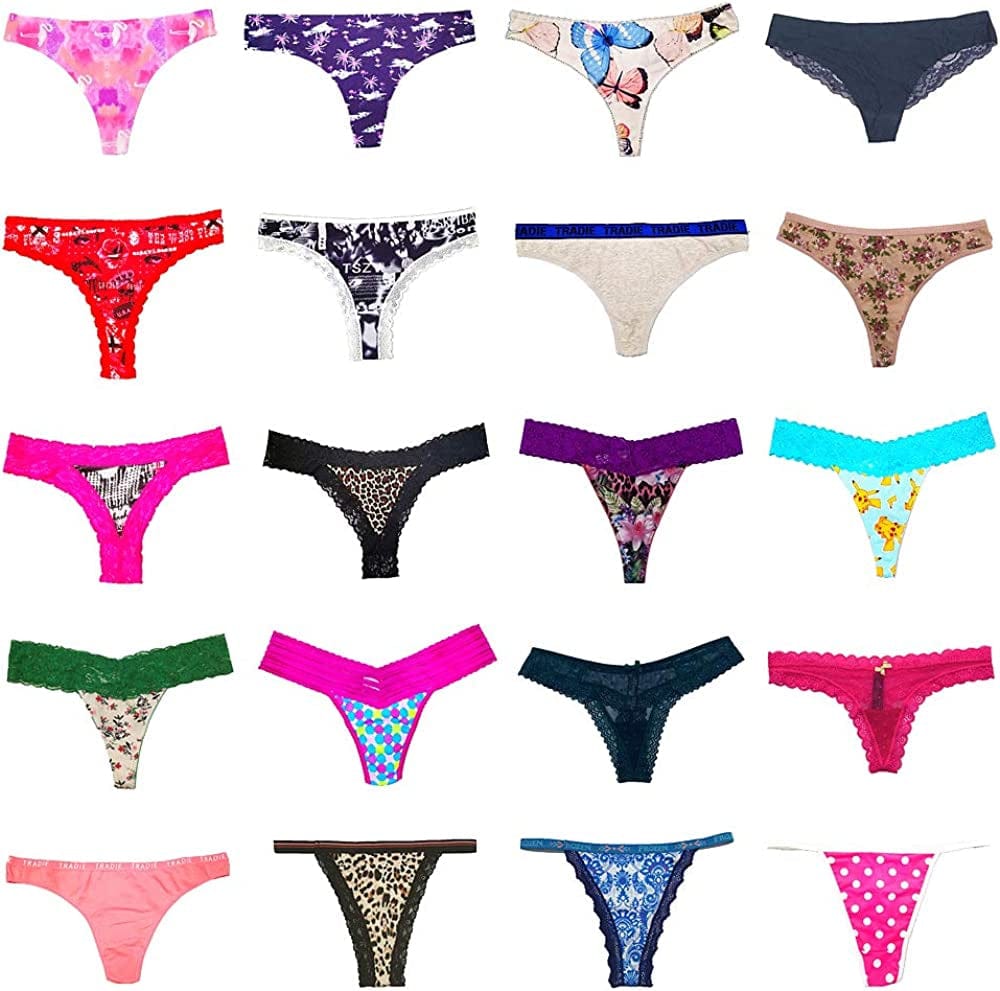 O’Kalyn Varity of Women Underwear Panties Pack Thong G-String T-Back Lacy Assortment