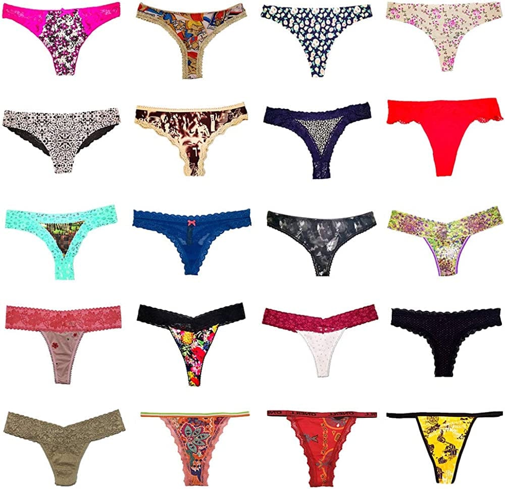 O’Kalyn Varity of Women Underwear Panties Pack Thong G-String T-Back Lacy Assortment