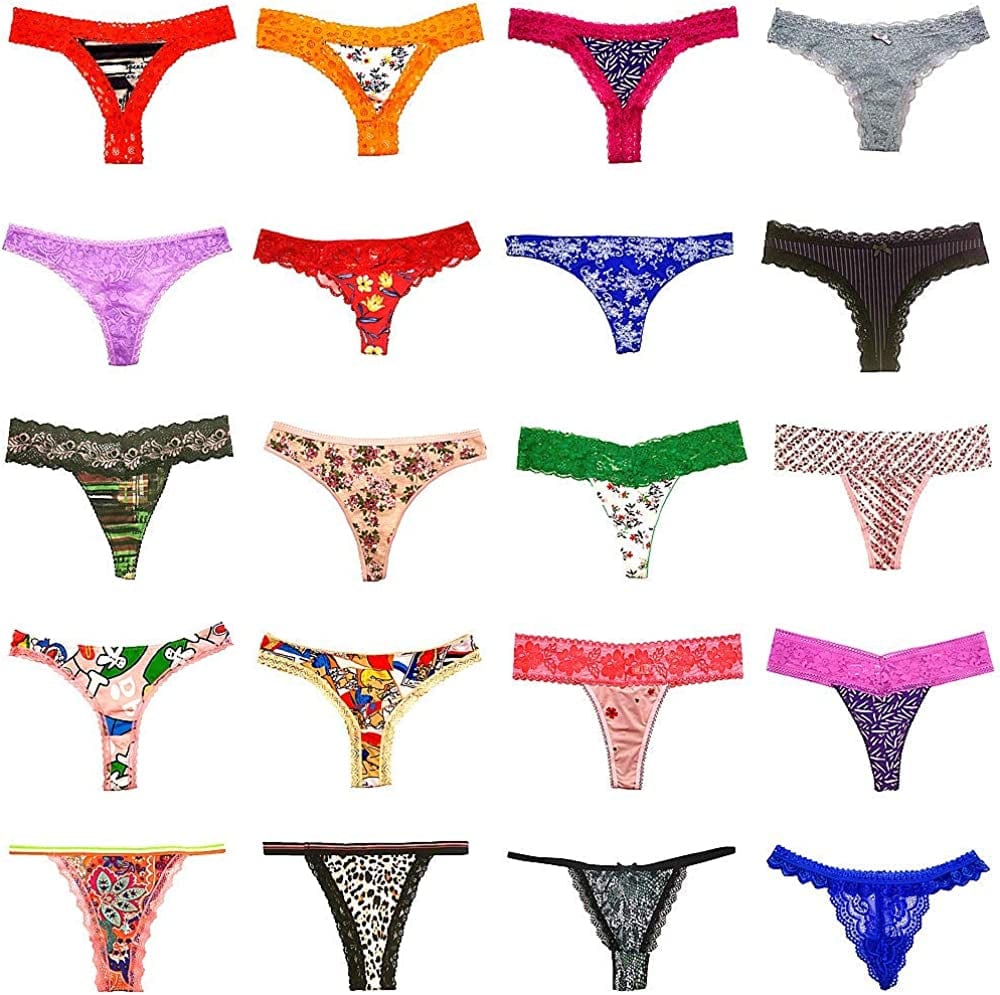 O’Kalyn Varity of Women Underwear Panties Pack Thong G-String T-Back Lacy Assortment