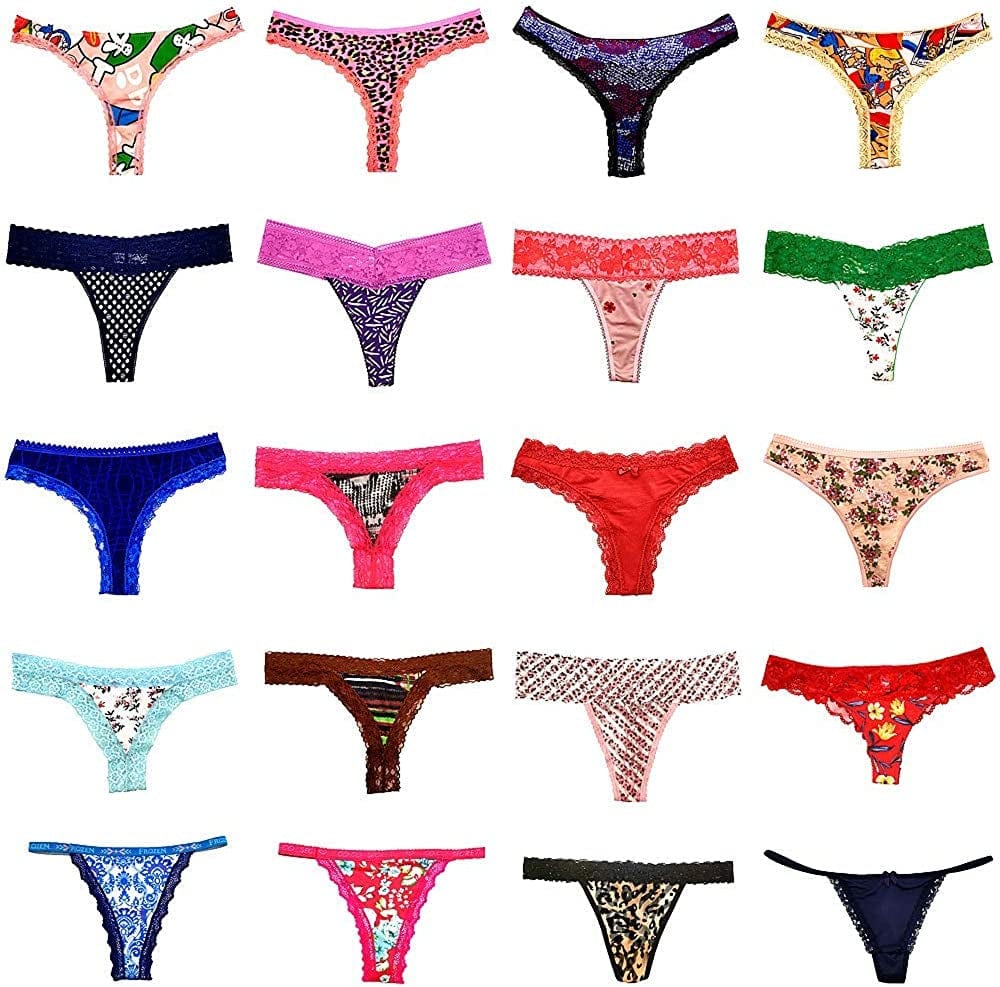O’Kalyn Varity of Women Underwear Panties Pack Thong G-String T-Back Lacy Assortment