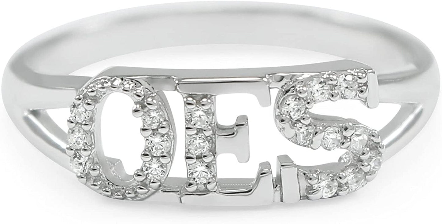 OES (Order of the Eastern Star) Freemasonry Sterling Silver Ring with Czs/Oes Jewelry and Accessories 7