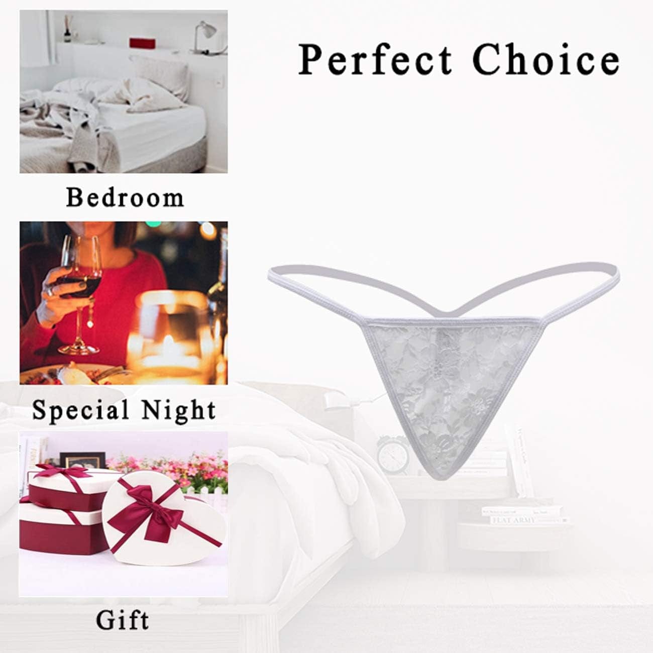 Ohyeahgirl G String Thongs for Women Sheer Floral Lace plus Size Panties Sexy Low Rise Micro T-Back Underwear