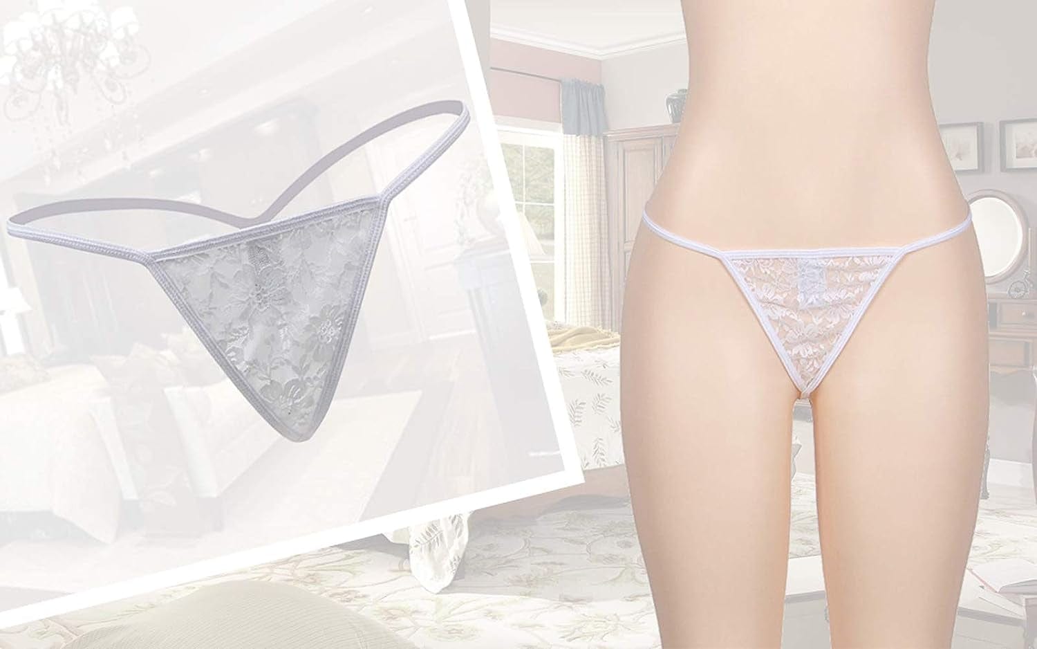 Ohyeahgirl G String Thongs for Women Sheer Floral Lace plus Size Panties Sexy Low Rise Micro T-Back Underwear