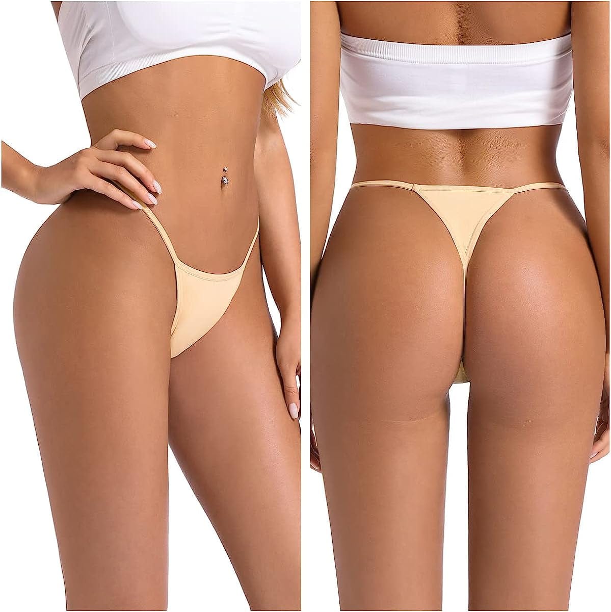 Okalyn Women Cotton G-Strings Thongs No Show Stretchy Underwear Bulk Panties 10 Packs