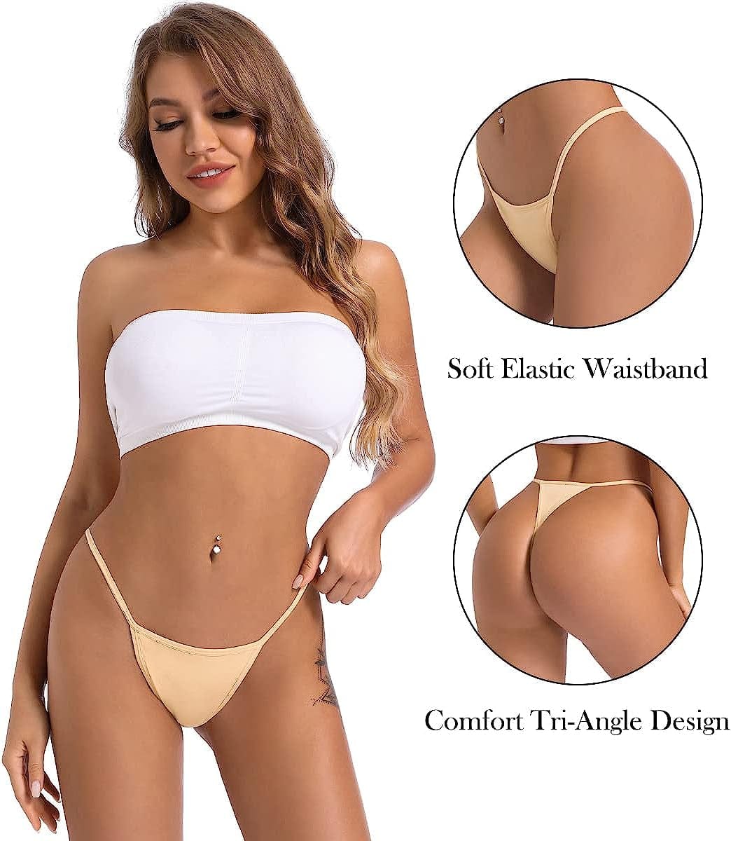 Okalyn Women Cotton G-Strings Thongs No Show Stretchy Underwear Bulk Panties 10 Packs