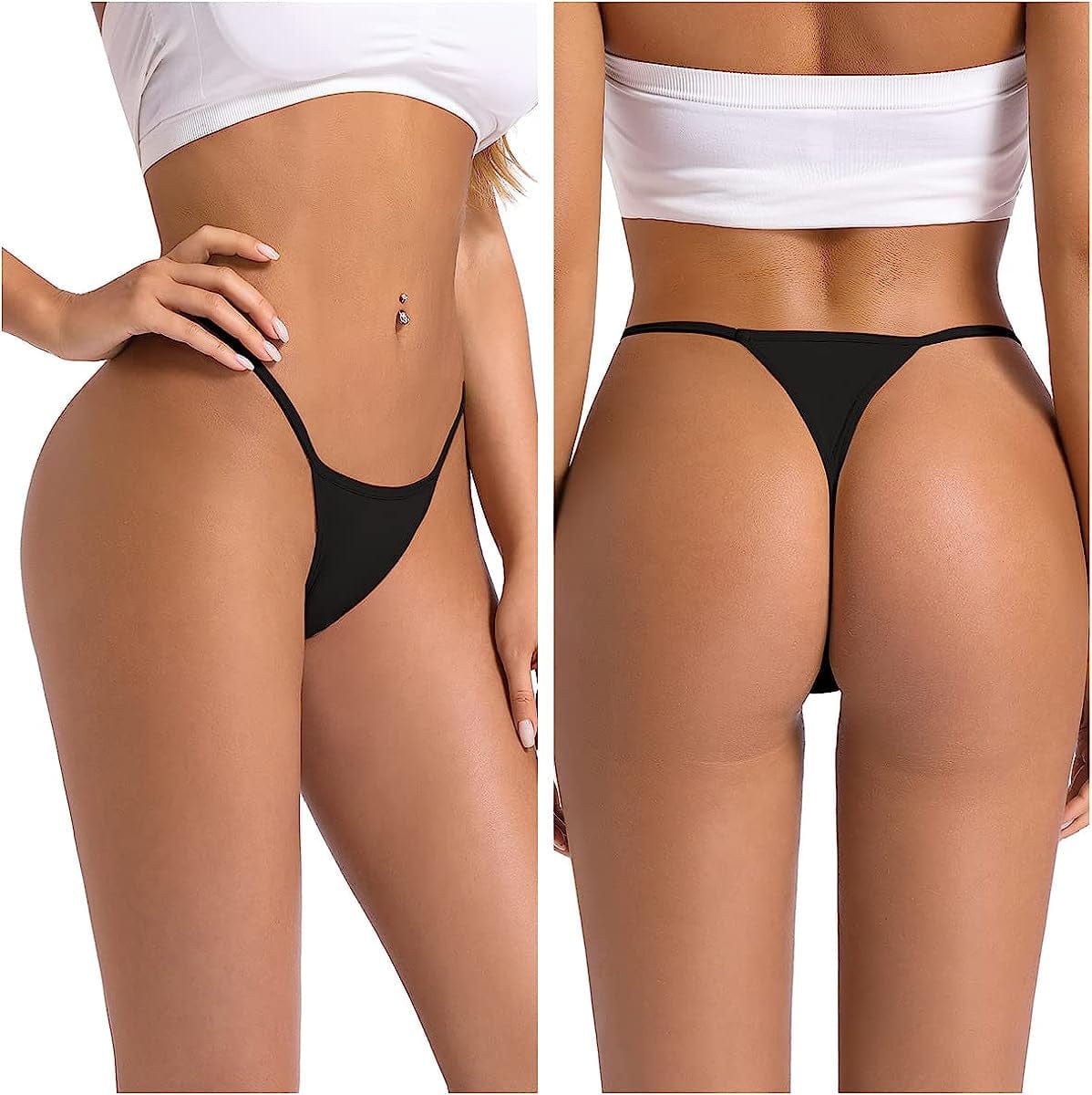 Okalyn Women Cotton G-Strings Thongs Underwear 10 Packs Stretch T-Backs Bulk Panties Regular & plus Size
