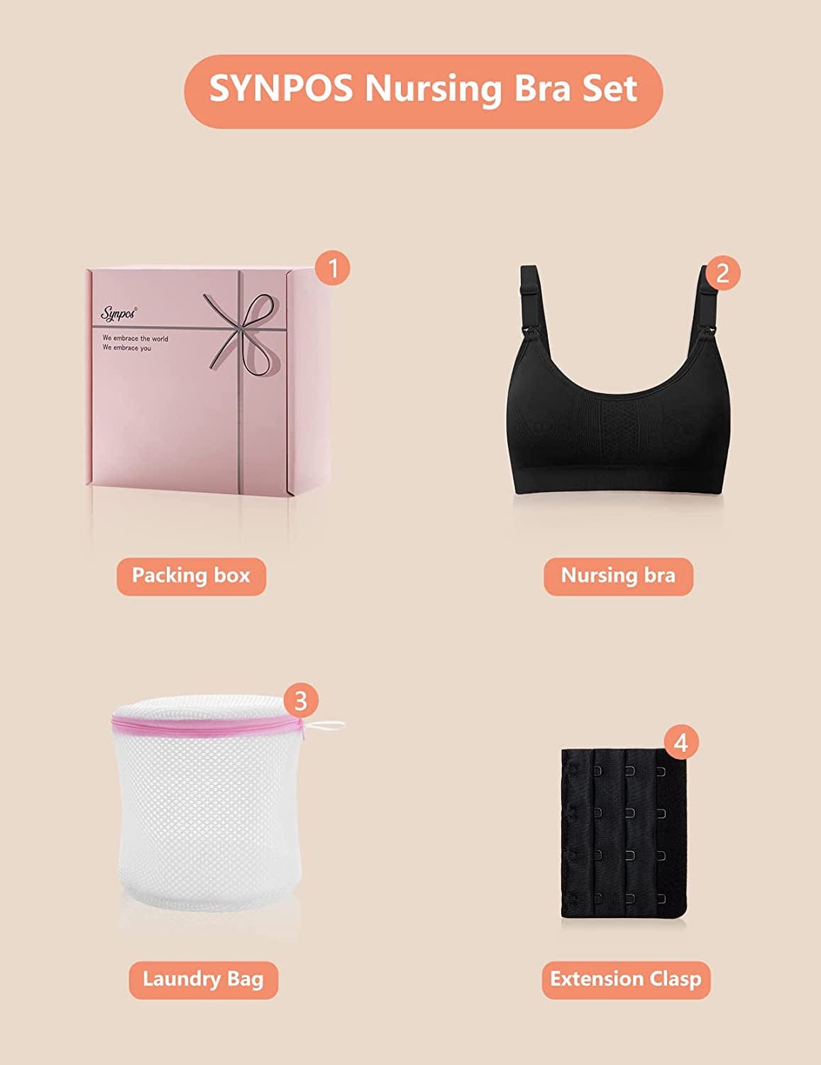 One-Piece Seamless Nursing Bra, 3D Stereo Massage Promotes Breastmilk Production, with Extension Clasp and Laundry Bag