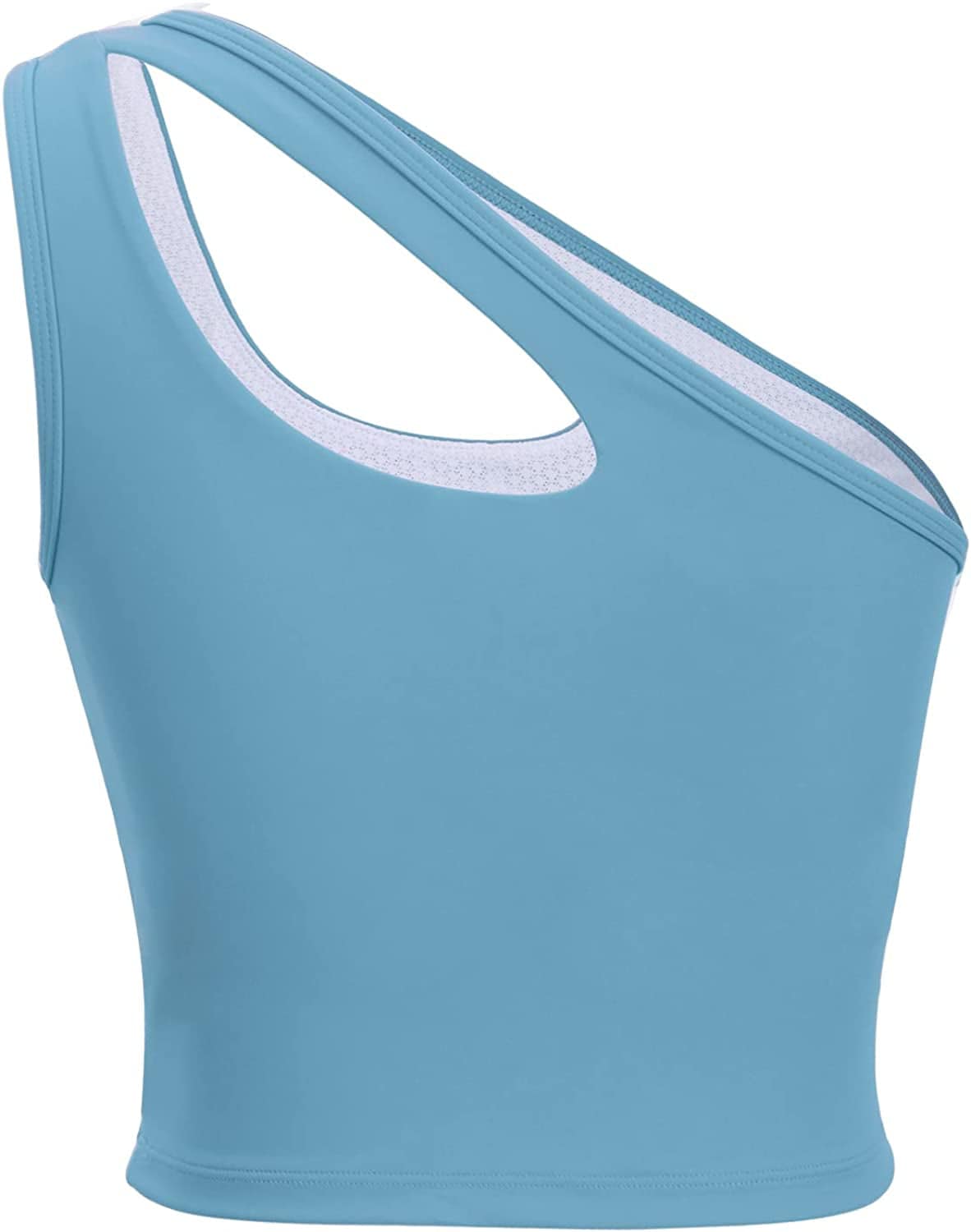 One Shoulder Sports Bra Removable Padded Yoga Top Post-Surgery Wirefree Sexy Cute Medium Support