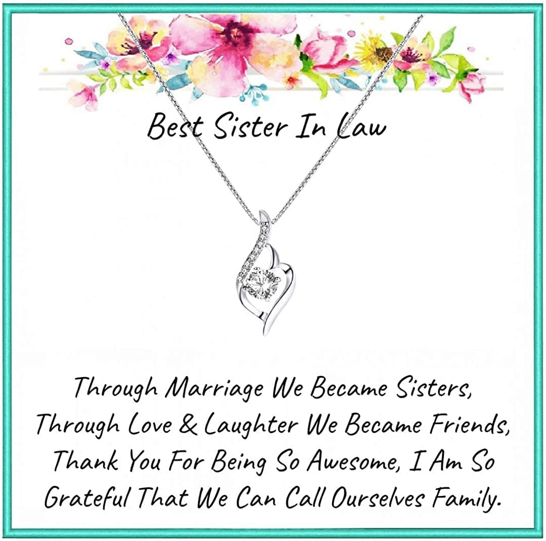 Onepurposegifts Sister in Law Gifts, Sisters in Law Gift Necklace, Sister in Law Birthday Gift, Sister in Law Jewelry Twist Zirconia