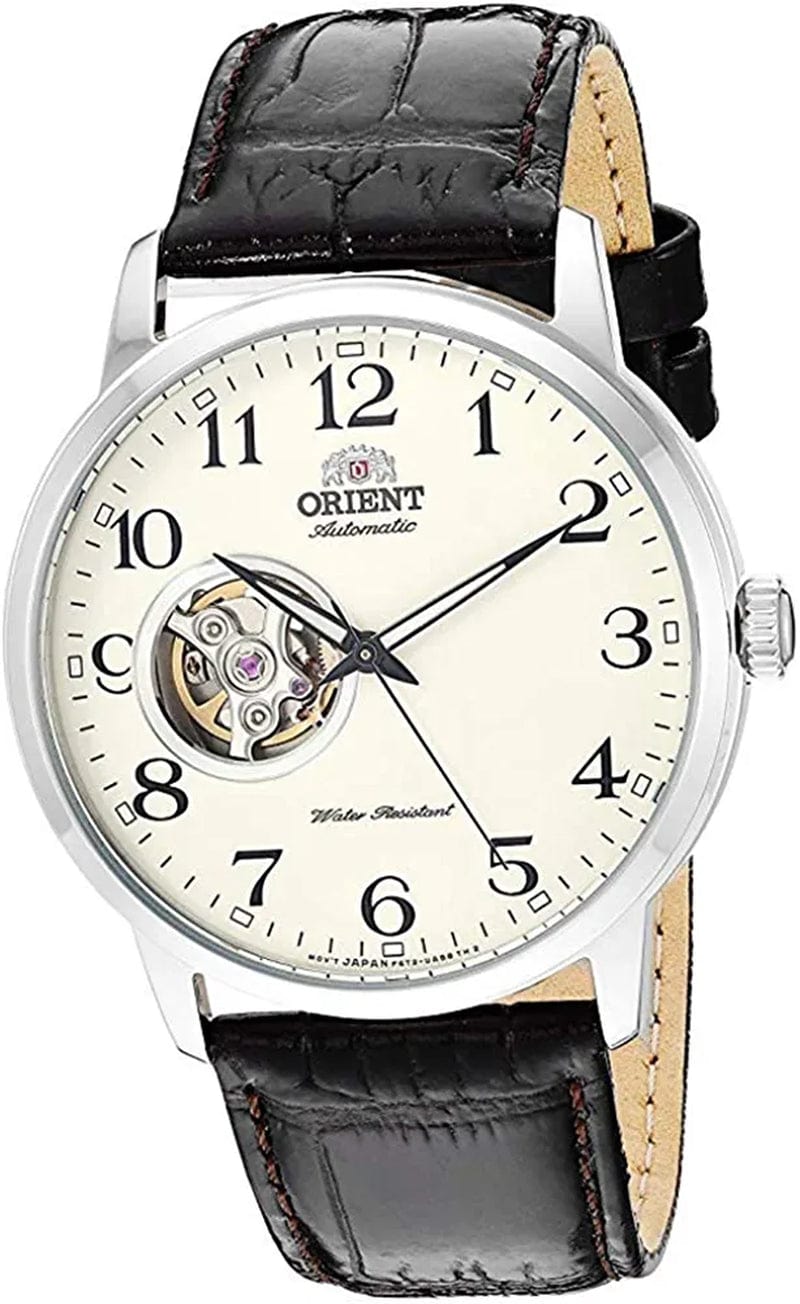 Orient Men'S '2Nd Generation Esteem' Japanese Automatic Stainless Steel and Leather Dress Watch Off-White