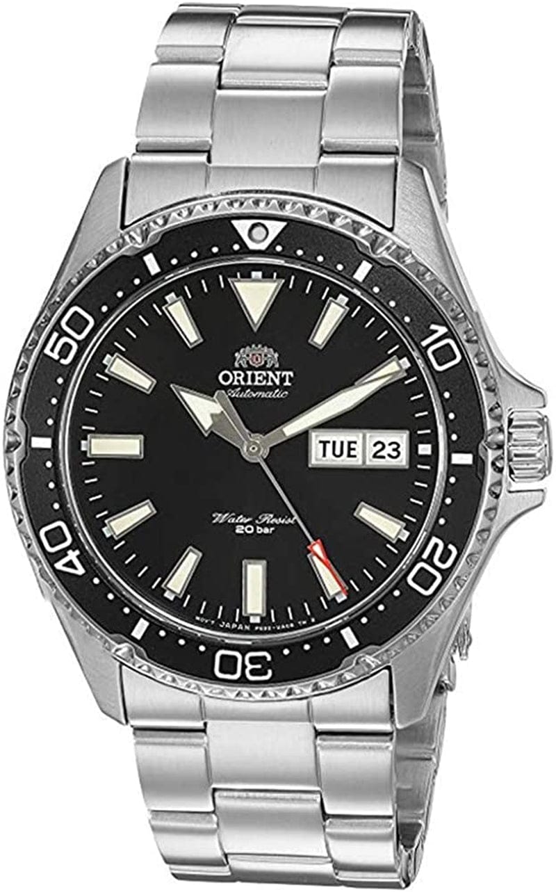 Orient Men'S Kamasu Stainless Steel Japanese-Automatic Diving Watch Black - Metal Bracelet