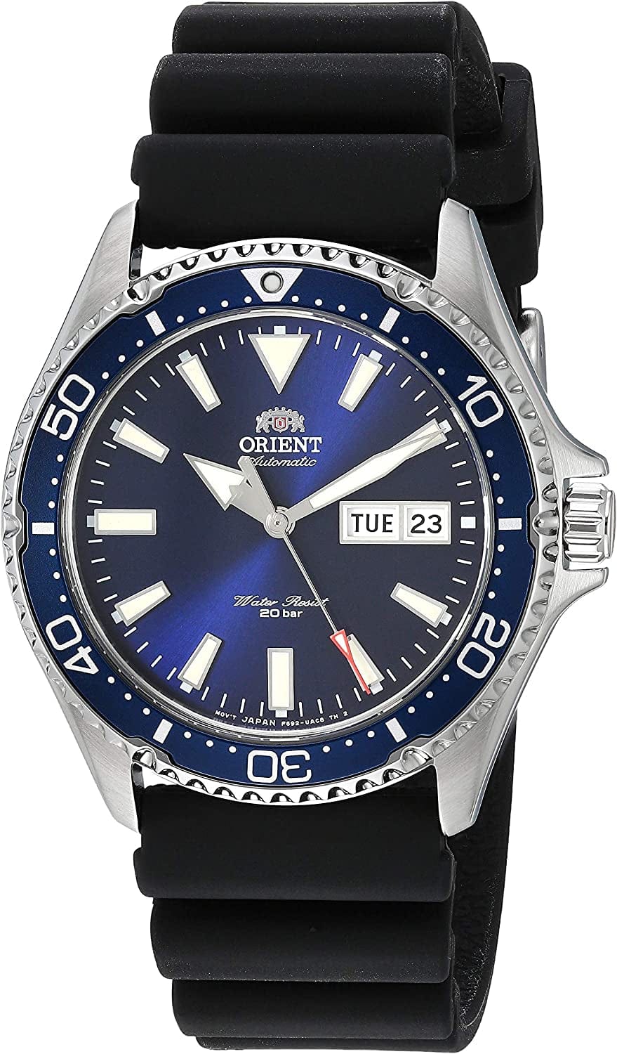 Orient Men'S Kamasu Stainless Steel Japanese-Automatic Diving Watch Blue - Rubber Strap