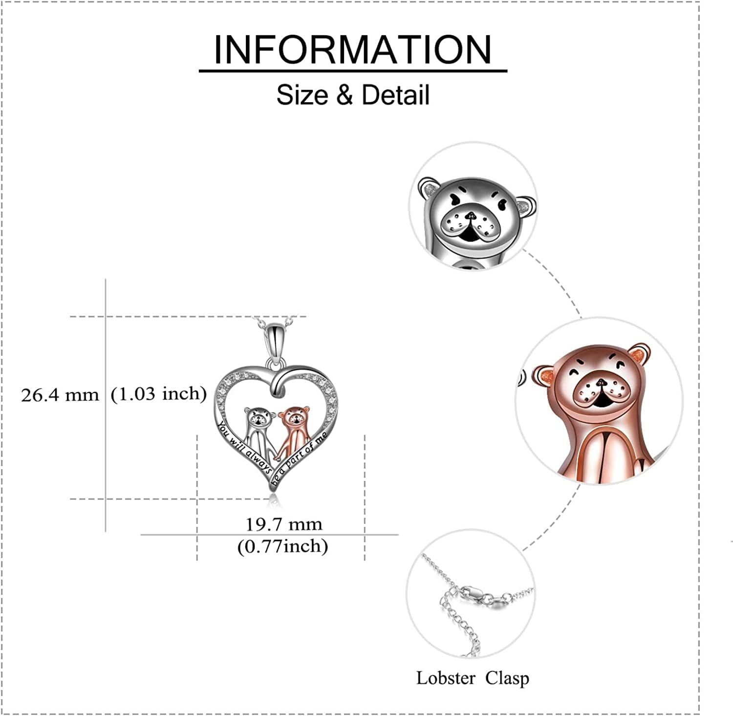 Otter Gifts for Women Sterling Silver Crystal Sea Otter Necklace Cute Otter Pendant for Mom Sister Girls Christmas Jewelry Gift