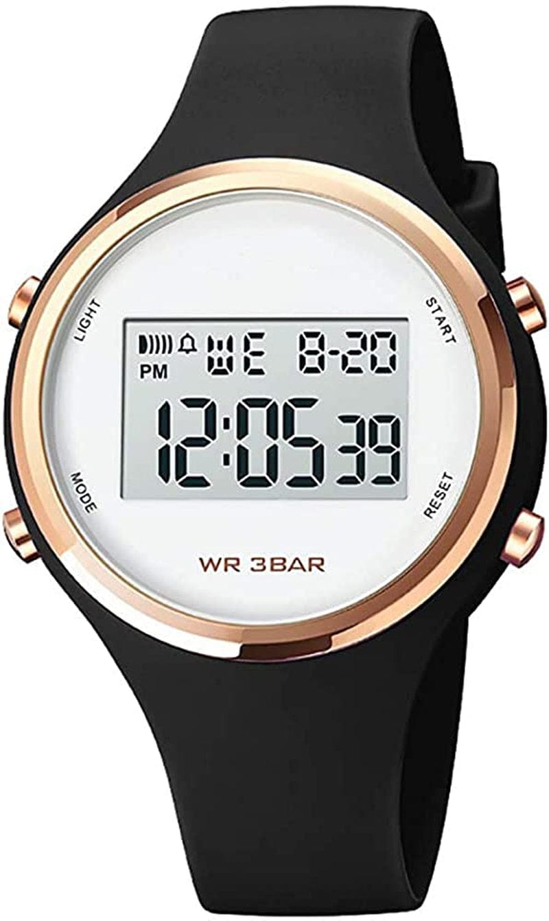 Outdoor Sport Watches Alarm Clock 5Bar Waterproof LED Digital Watch black