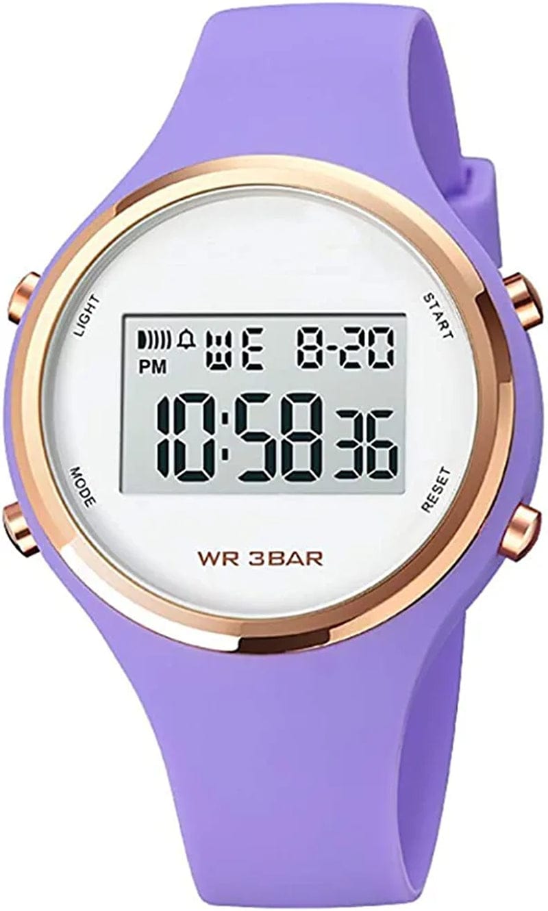 Outdoor Sport Watches Alarm Clock 5Bar Waterproof LED Digital Watch purple