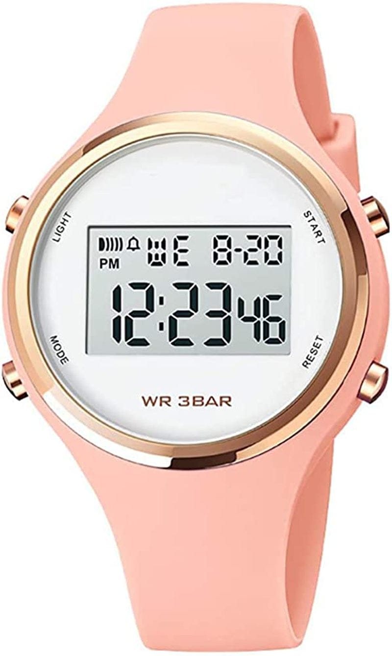 Outdoor Sport Watches Alarm Clock 5Bar Waterproof LED Digital Watch pink
