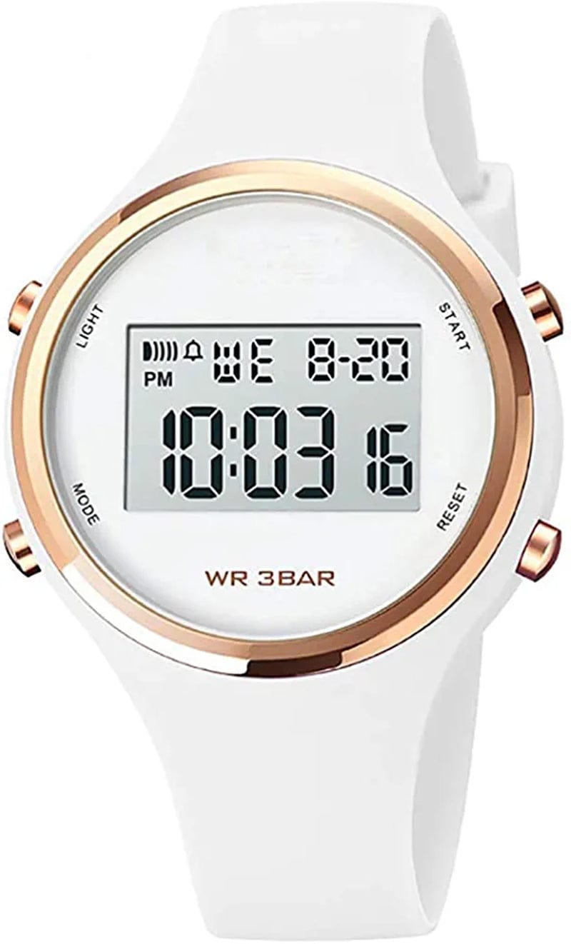 Outdoor Sport Watches Alarm Clock 5Bar Waterproof LED Digital Watch white