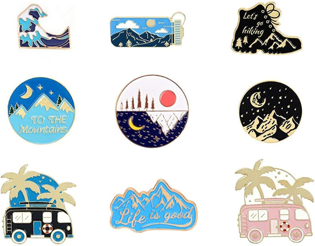 Outdoors Enamel Pins for Backpacks - Enamel Pins Set,Cute Pins for Jackets Enamel Pin Set for Bookbags Lapel Pin Set 3