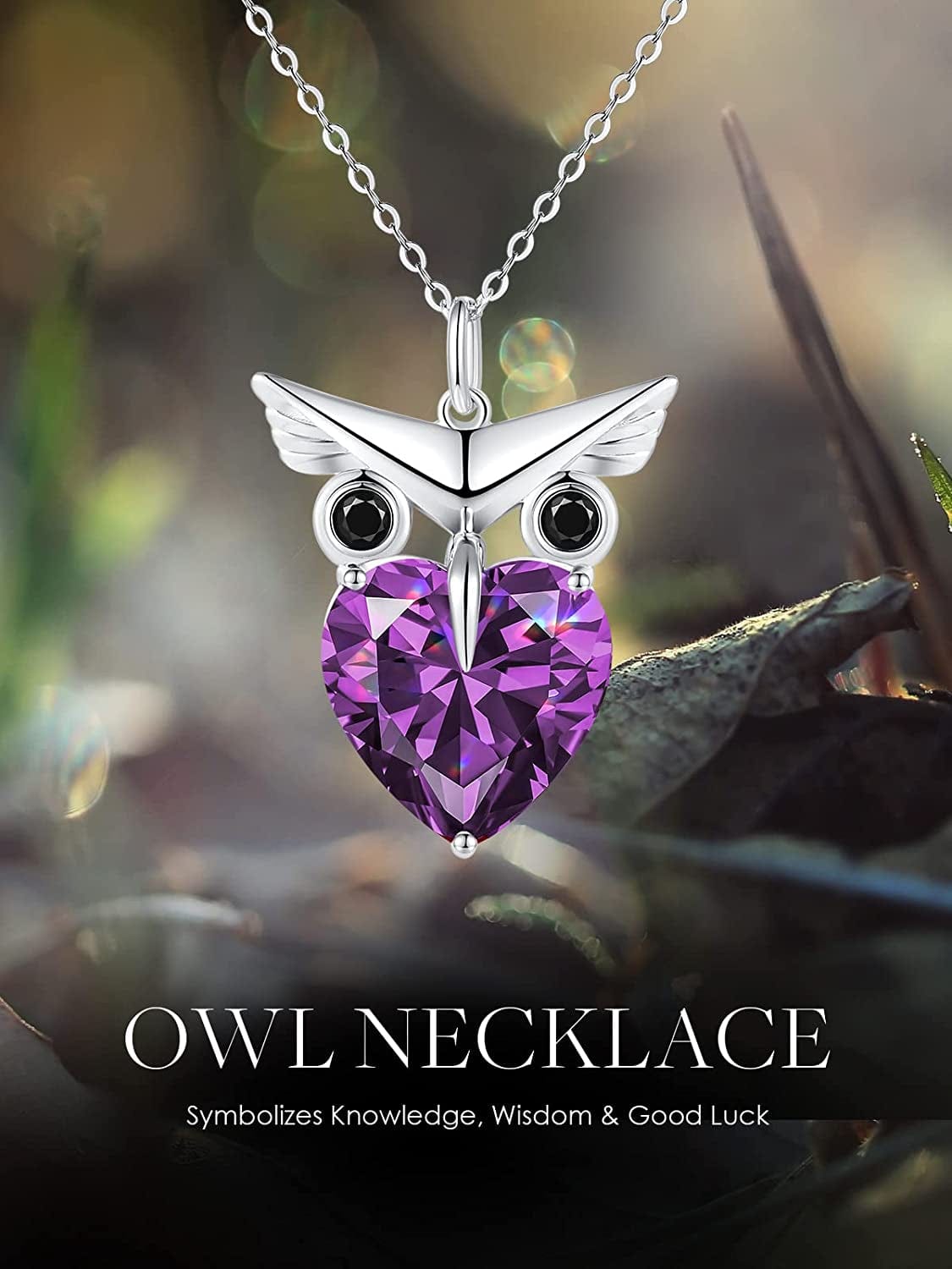 Owl Heart Pendant Necklaces for Women 925 Sterling Silver Zirconia Animal Pendant Necklace Mother'S Day Jewelry Gifts for Mom Daughter Sister Grandma Wife Her