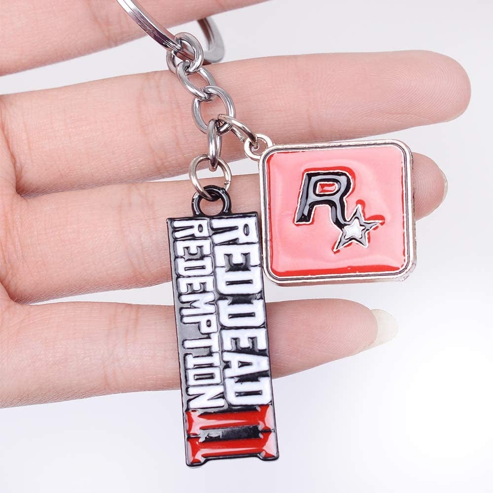 Pack of 2 the Walking Dead and Red Dead 2 Redemption Keychain Decorations Cool Keyring Pendant Charms Gifts for Boy Girl Best Friends/Collections … (Red Dead 2 Mark)
