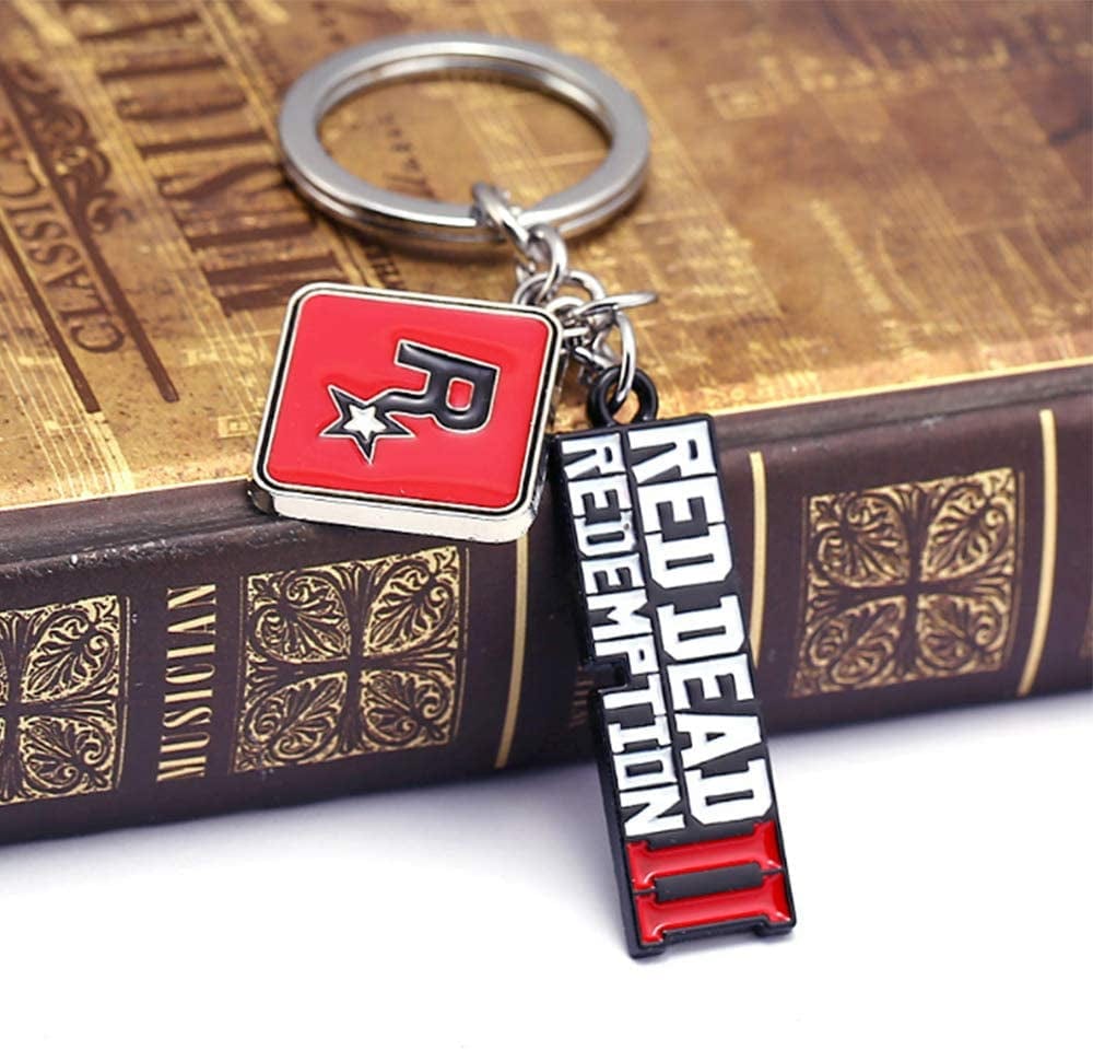 Pack of 2 the Walking Dead and Red Dead 2 Redemption Keychain Decorations Cool Keyring Pendant Charms Gifts for Boy Girl Best Friends/Collections … (Red Dead 2 Mark)