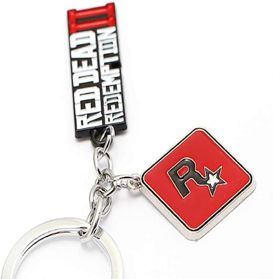 Pack of 2 the Walking Dead and Red Dead 2 Redemption Keychain Decorations Cool Keyring Pendant Charms Gifts for Boy Girl Best Friends/Collections … (Red Dead 2 Mark)