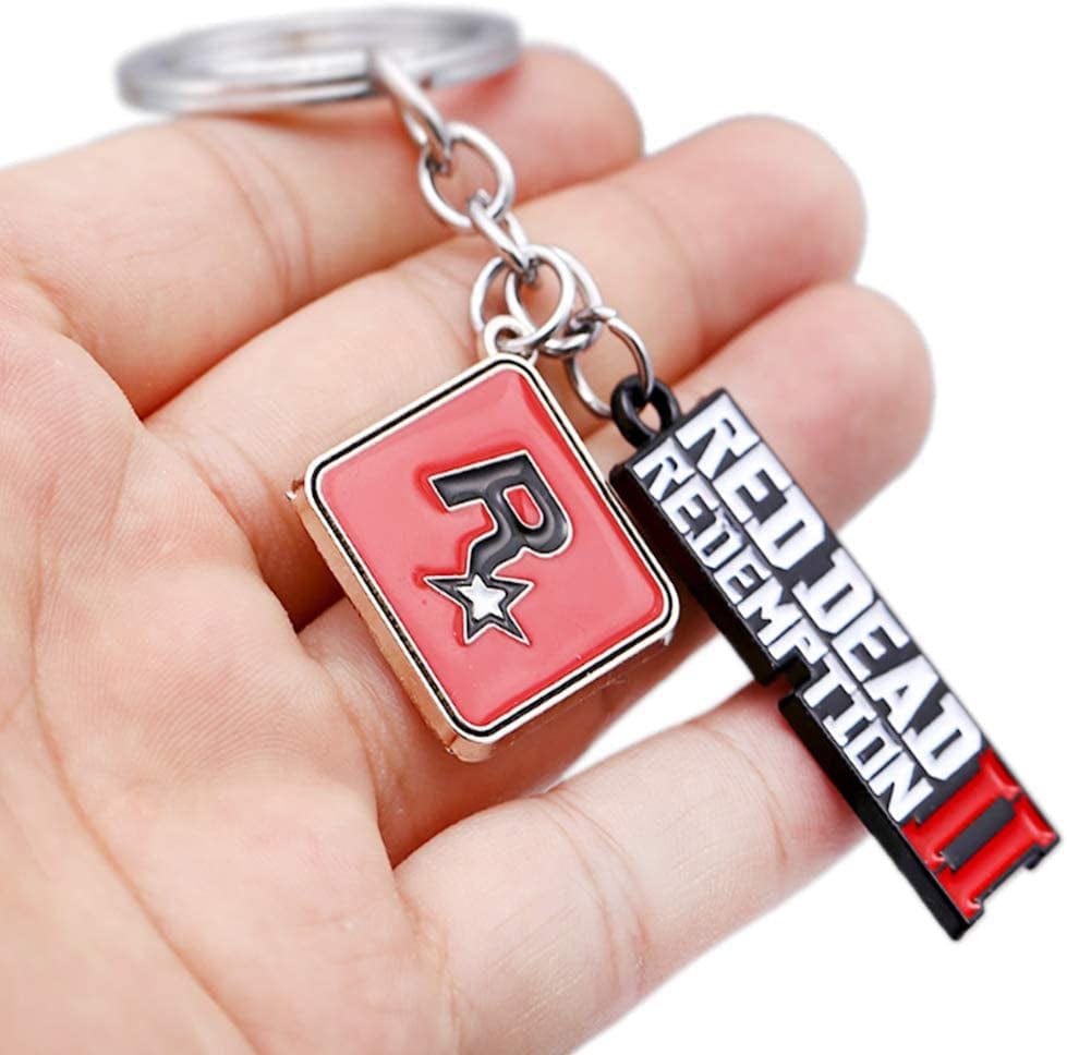 Pack of 2 the Walking Dead and Red Dead 2 Redemption Keychain Decorations Cool Keyring Pendant Charms Gifts for Boy Girl Best Friends/Collections … (Red Dead 2 Mark)