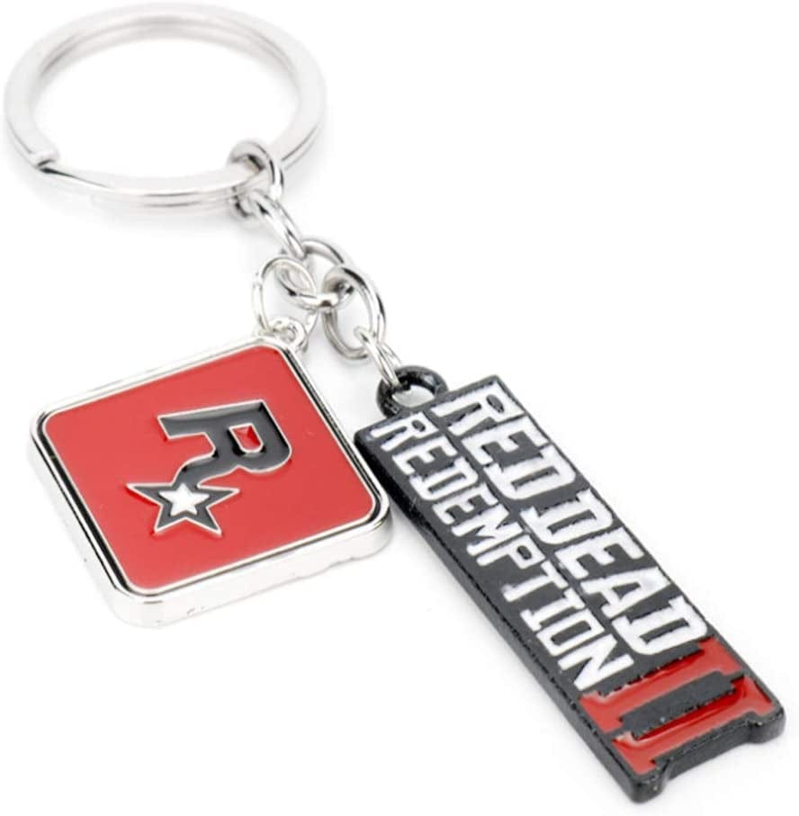 Pack of 2 the Walking Dead and Red Dead 2 Redemption Keychain Decorations Cool Keyring Pendant Charms Gifts for Boy Girl Best Friends/Collections … (Red Dead 2 Mark)