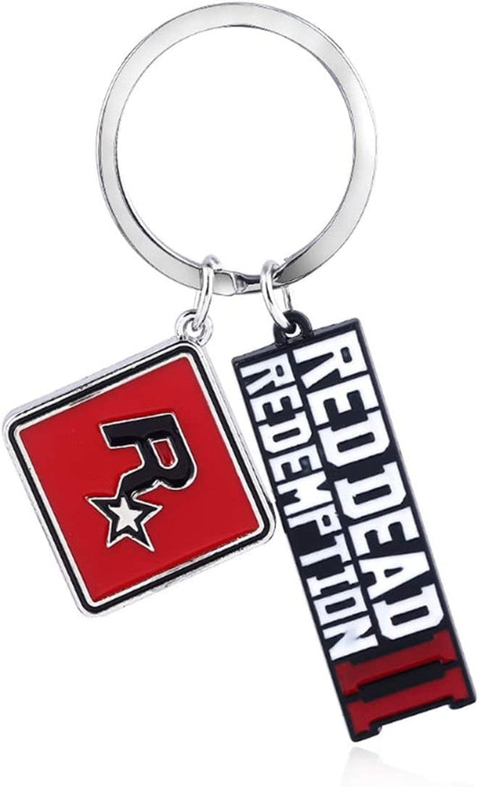 Pack of 2 the Walking Dead and Red Dead 2 Redemption Keychain Decorations Cool Keyring Pendant Charms Gifts for Boy Girl Best Friends/Collections … (Red Dead 2 Mark)