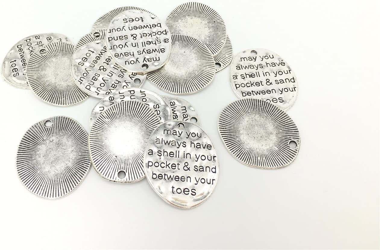 Pack of 20 Alloy ''May You Always Have a Shell in Your Pocket and Sand between Your Toes'' DIY Antique Charms Pendant for Making Bracelet and Necklace (20Pcs)