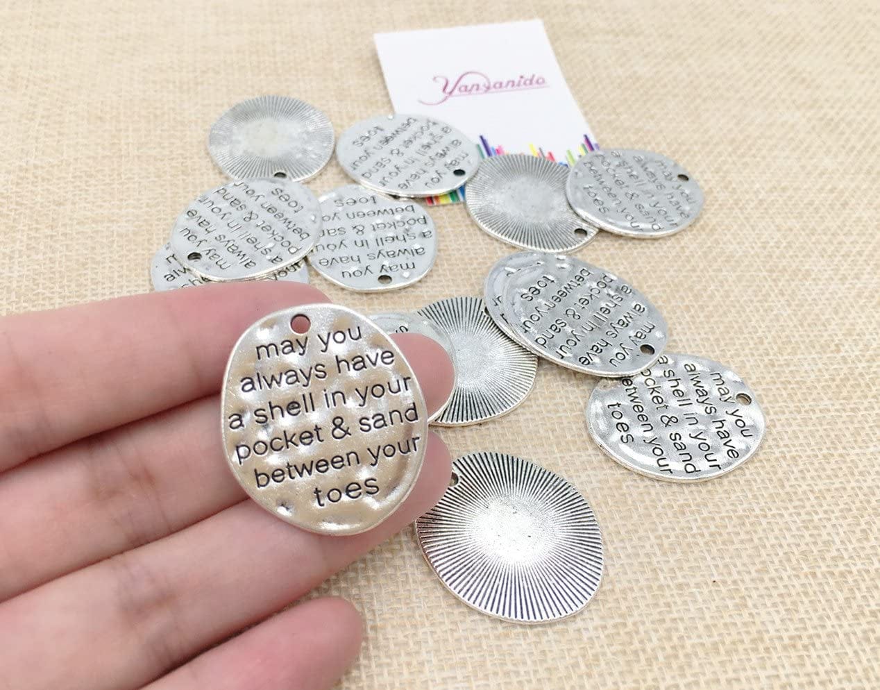 Pack of 20 Alloy ''May You Always Have a Shell in Your Pocket and Sand between Your Toes'' DIY Antique Charms Pendant for Making Bracelet and Necklace (20Pcs)