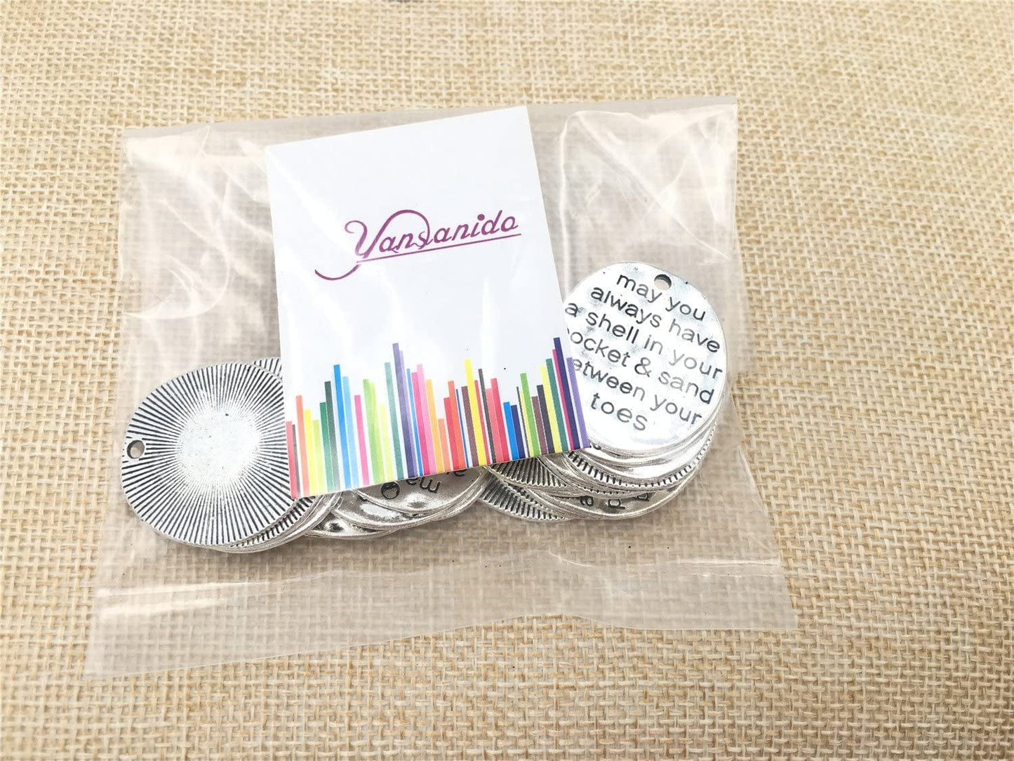 Pack of 20 Alloy ''May You Always Have a Shell in Your Pocket and Sand between Your Toes'' DIY Antique Charms Pendant for Making Bracelet and Necklace (20Pcs)