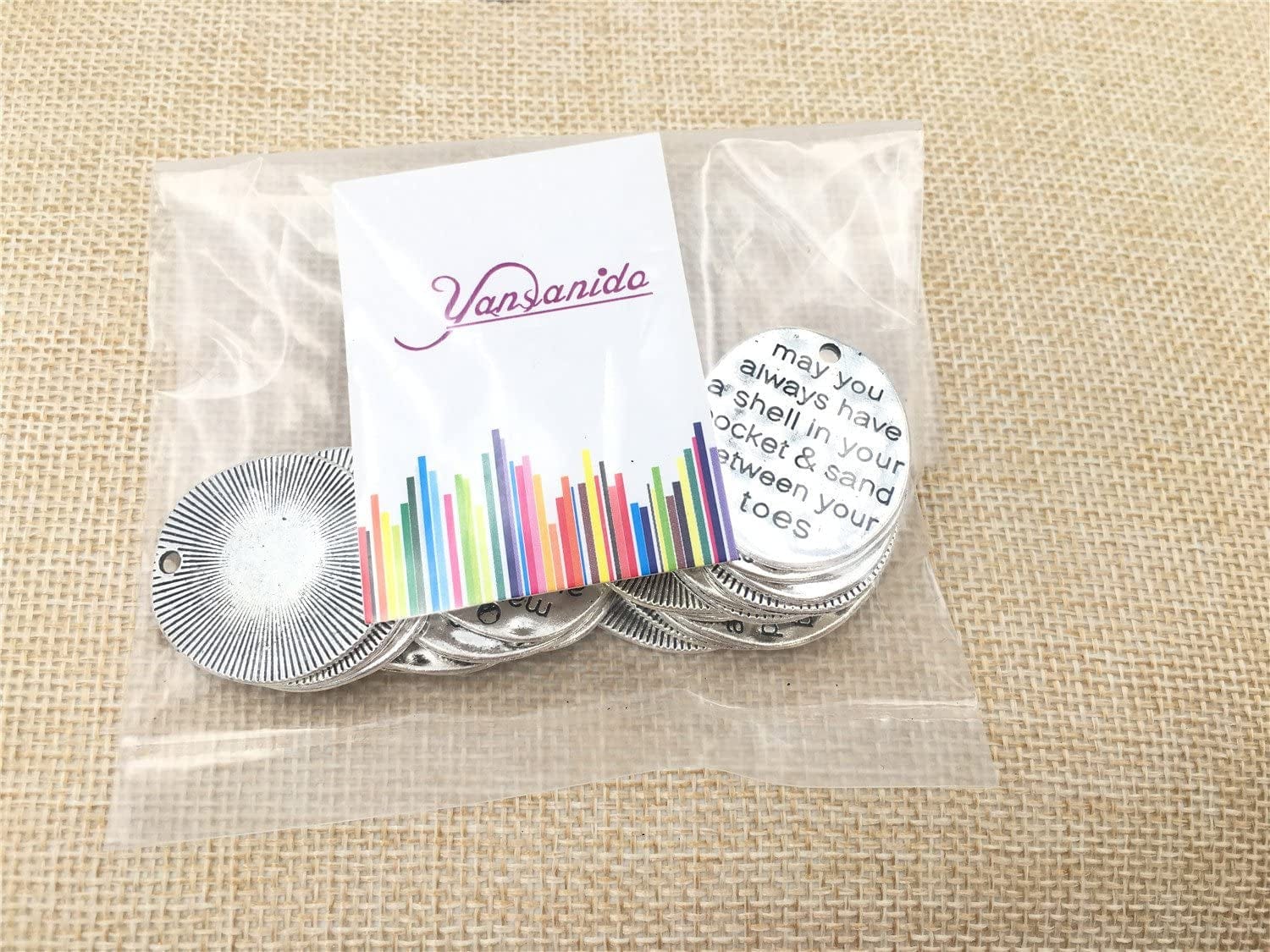 Pack of 20 Alloy ''May You Always Have a Shell in Your Pocket and Sand between Your Toes'' DIY Antique Charms Pendant for Making Bracelet and Necklace (20Pcs)