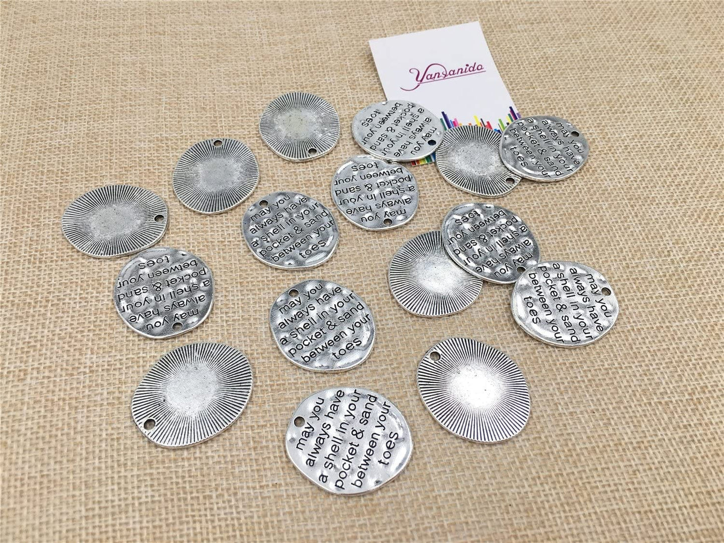 Pack of 20 Alloy ''May You Always Have a Shell in Your Pocket and Sand between Your Toes'' DIY Antique Charms Pendant for Making Bracelet and Necklace (20Pcs)