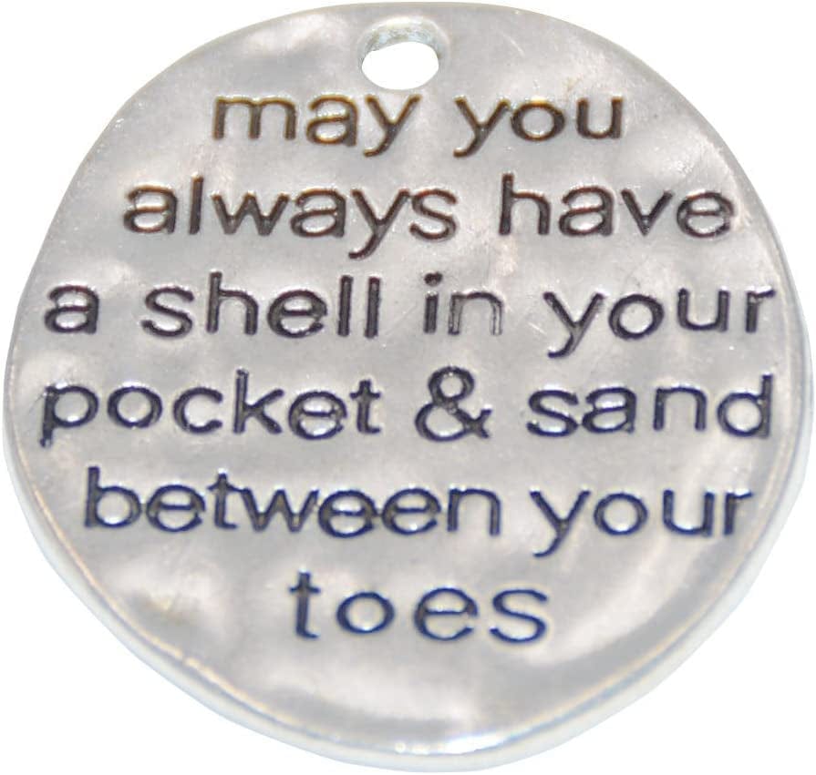 Pack of 20 Alloy ''May You Always Have a Shell in Your Pocket and Sand between Your Toes'' DIY Antique Charms Pendant for Making Bracelet and Necklace (20Pcs)