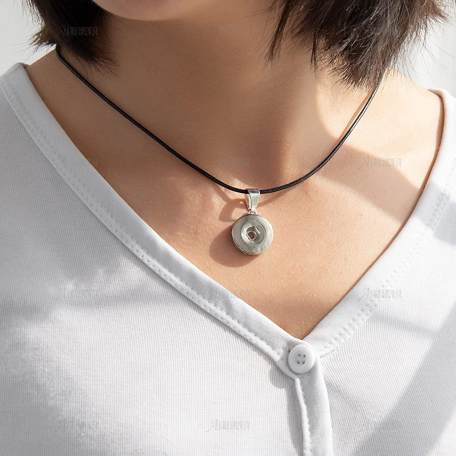 , Pack of 20 Hang Snap Base Pendant 18Mm for Interchangeable Snaps Charms Jewelry Making Silver