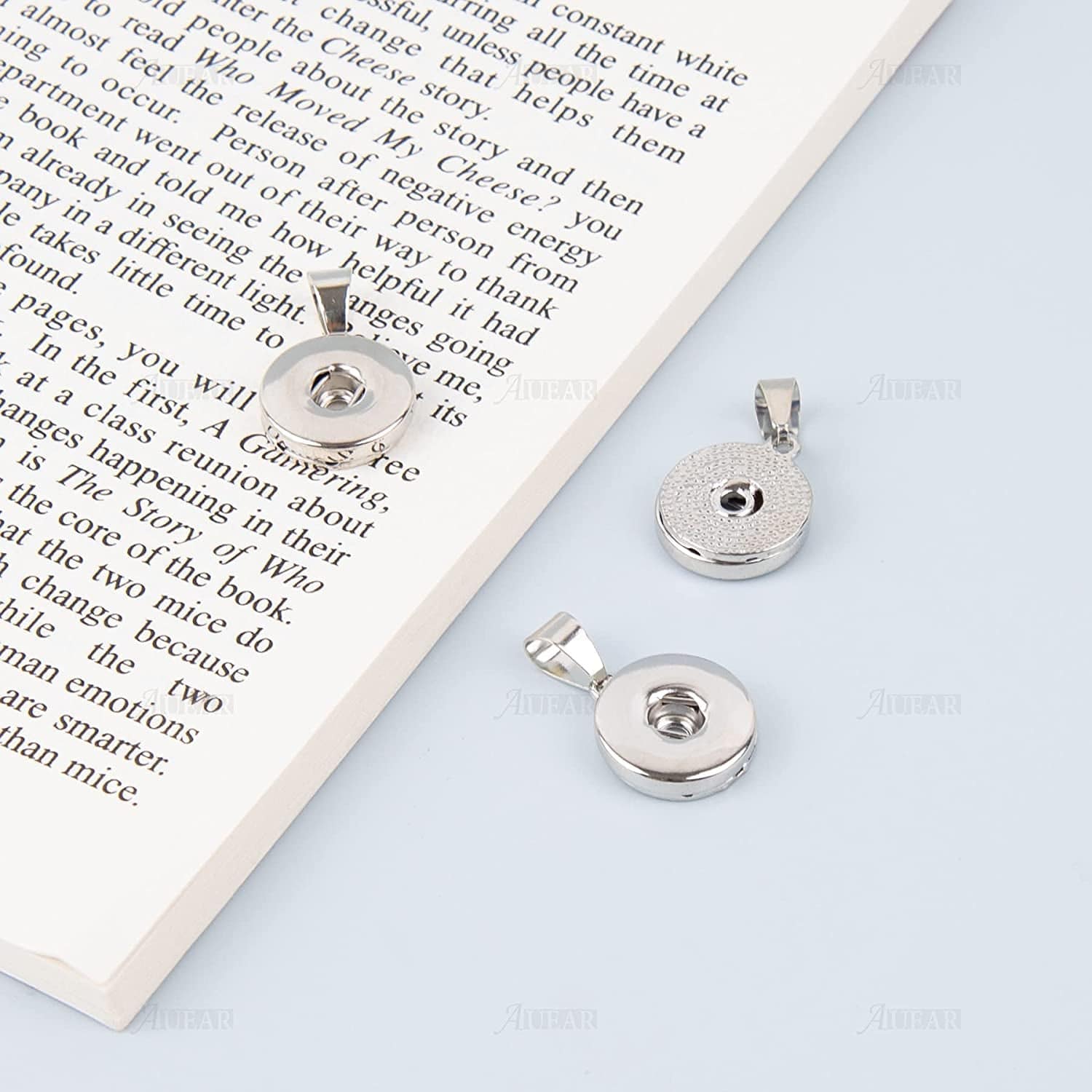 , Pack of 20 Hang Snap Base Pendant 18Mm for Interchangeable Snaps Charms Jewelry Making Silver