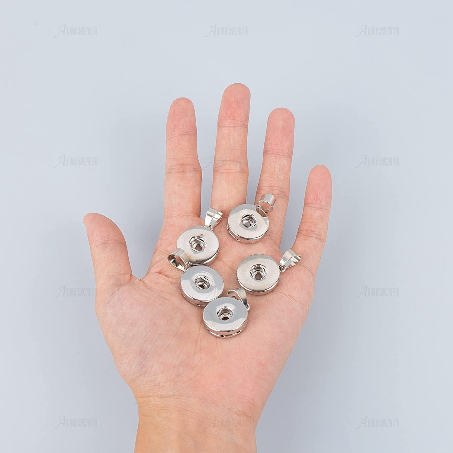, Pack of 20 Hang Snap Base Pendant 18Mm for Interchangeable Snaps Charms Jewelry Making Silver