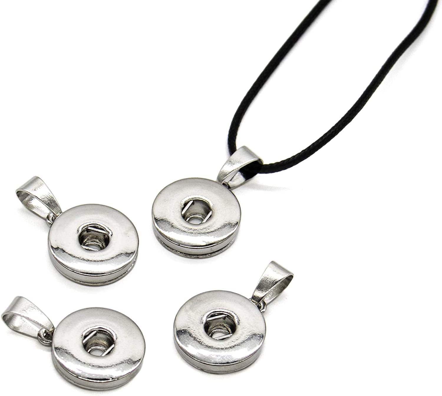 , Pack of 20 Hang Snap Base Pendant 18Mm for Interchangeable Snaps Charms Jewelry Making Silver