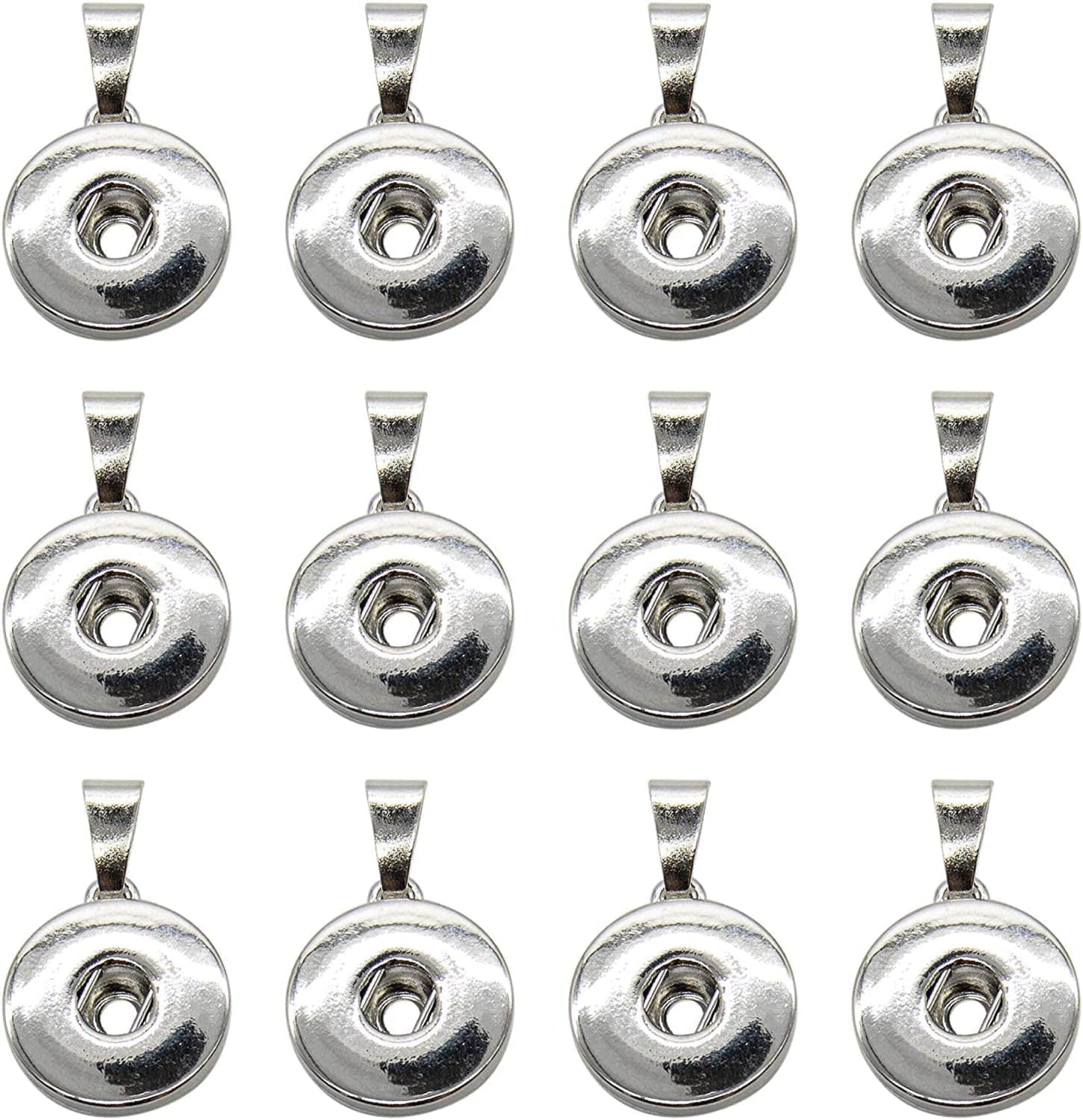 , Pack of 20 Hang Snap Base Pendant 18Mm for Interchangeable Snaps Charms Jewelry Making Silver