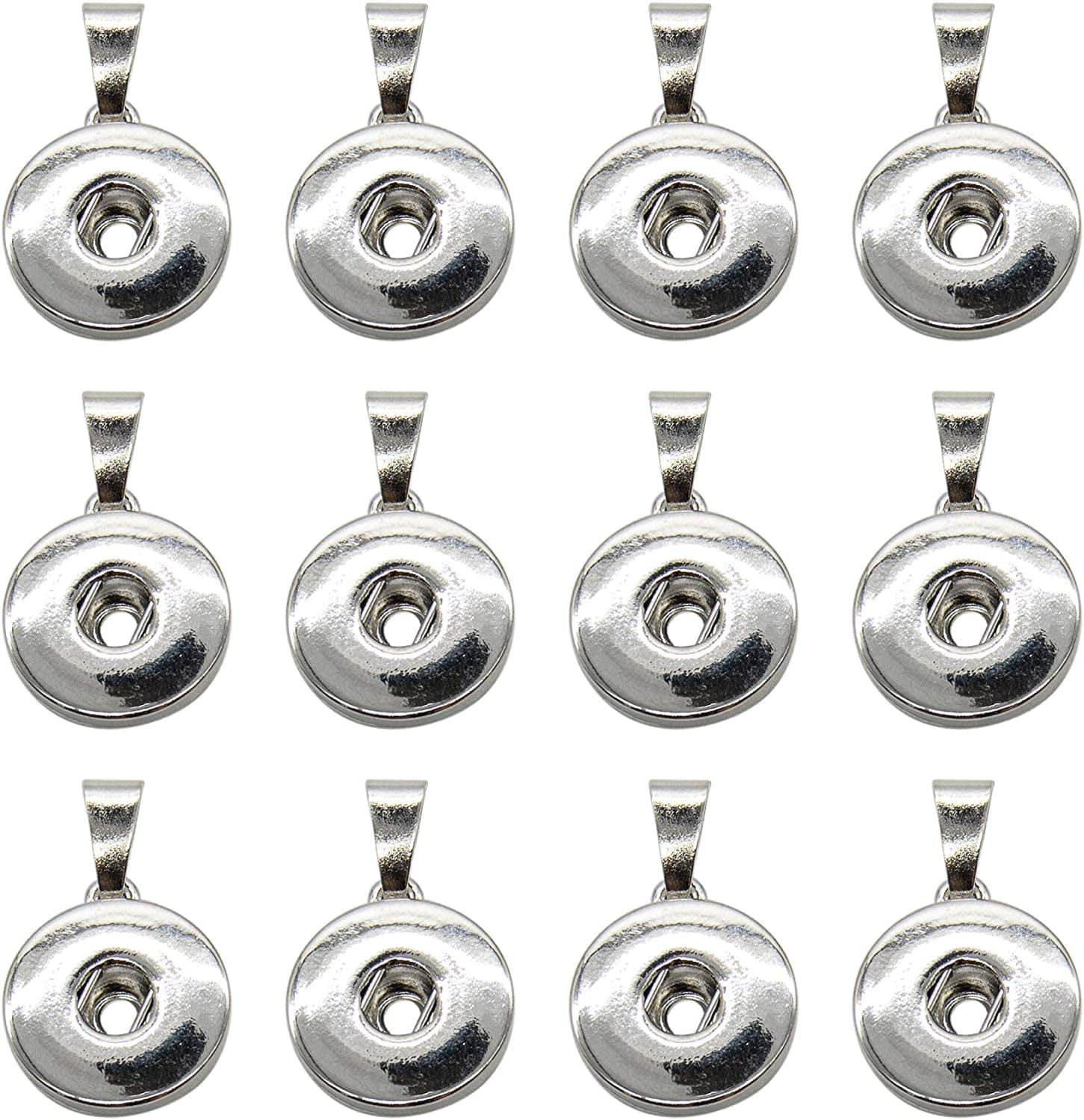 , Pack of 20 Hang Snap Base Pendant 18Mm for Interchangeable Snaps Charms Jewelry Making Silver