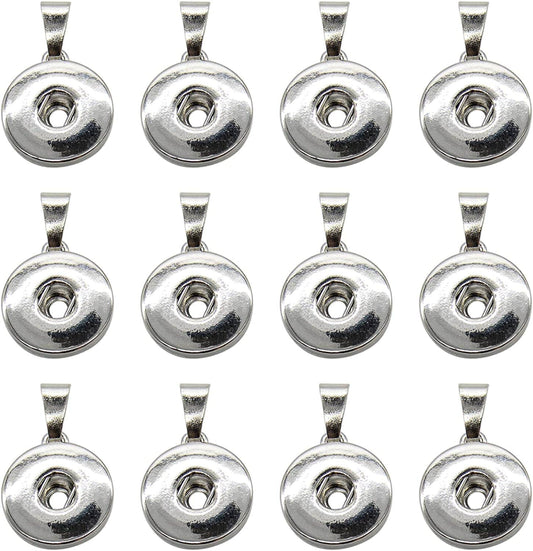 , Pack of 20 Hang Snap Base Pendant 18Mm for Interchangeable Snaps Charms Jewelry Making Silver
